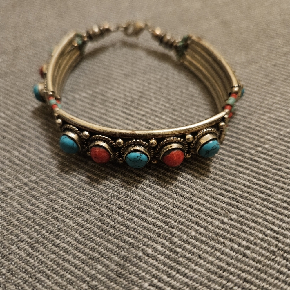 Blue and red bracelet